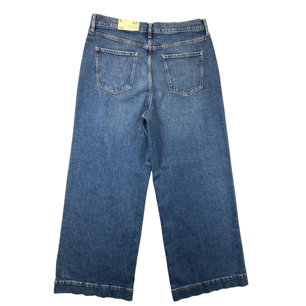 ana Jeans 14 Blue Denim Medium Wash High Rise Wide Leg NWT - Picture 2 of 9